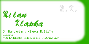 milan klapka business card